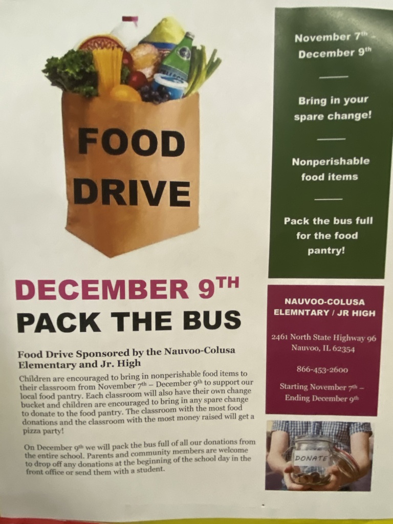 Pack the Bus Food/Change Drive Nov-Dec 2022